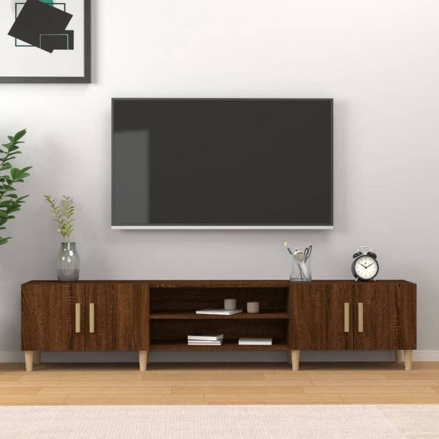 The Living Store Tv-meubel 180x31-5x40 cm bewerkt hout bruineikenkleurig Kast - Foto 2