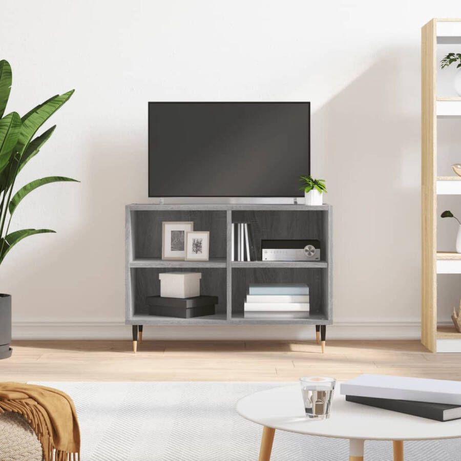 The Living Store Tv-meubel 69-5x30x50 cm bewerkt hout grijs sonoma eikenkleurig Kast - Foto 2