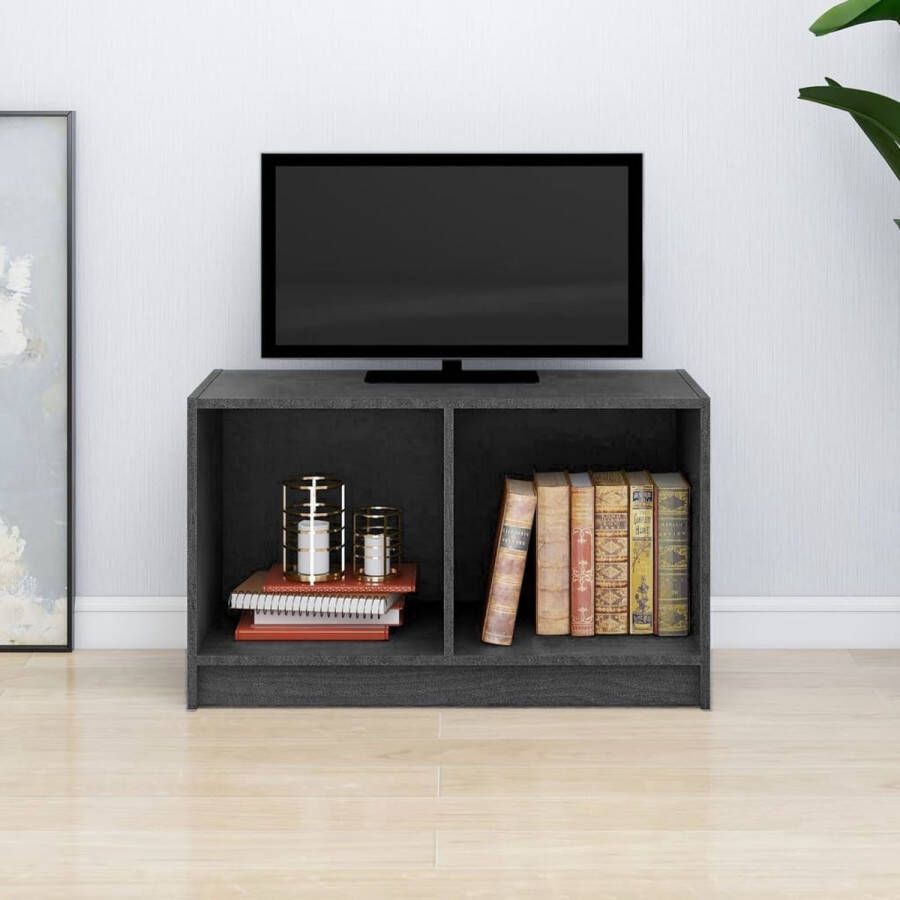 The Living Store tv-meubel Stereokast grijs massief grenenhout 70 x 33 x 42 cm (L x B x H) - Foto 2