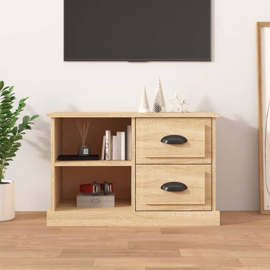 The Living Store Tv-meubel 73x35-5x47-5 cm bewerkt hout sonoma eikenkleurig Kast - Foto 2