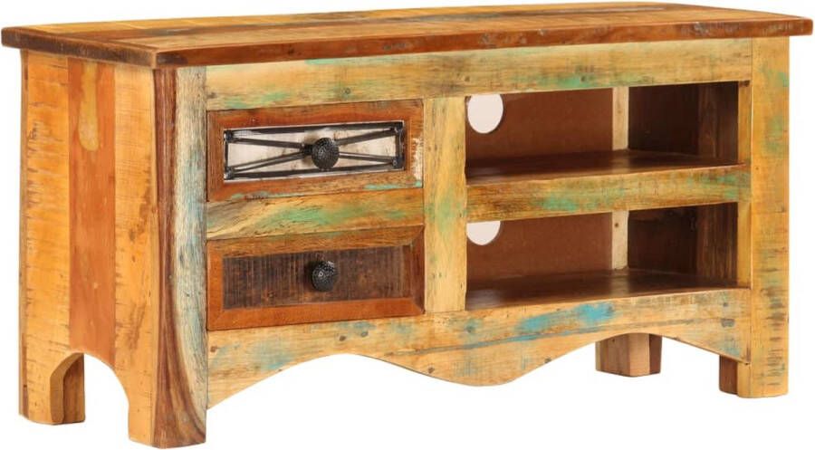 The Living Store Hifi-kast Massief gerecycled hout 80 x 30 x 40 cm Industriële stijl - Foto 2