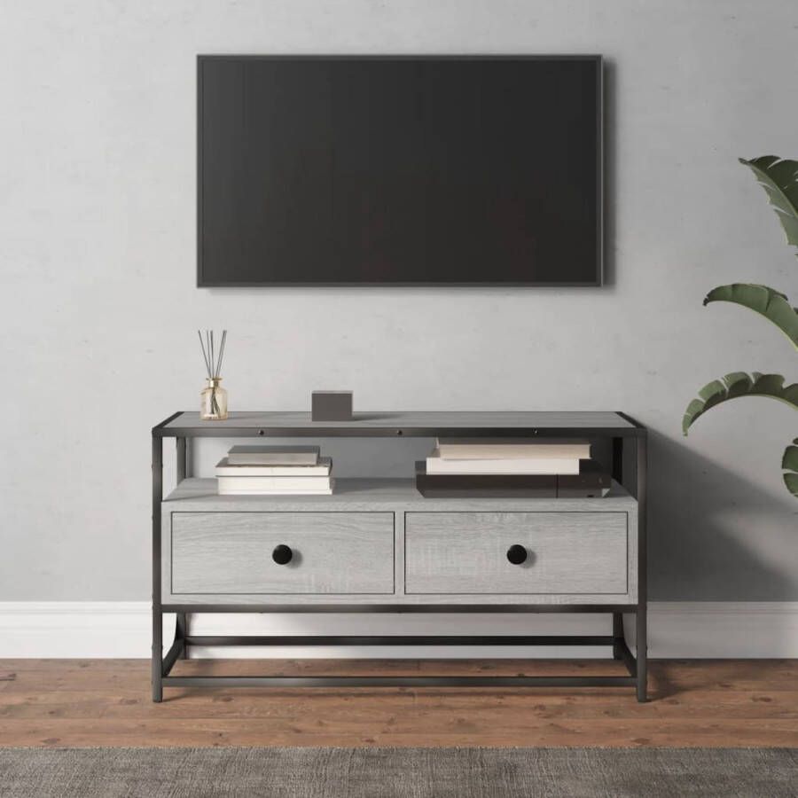 The Living Store Tv-meubel Grijs sonoma eiken 80 x 35 x 45 cm Trendy en praktisch Duurzaam materiaal - Foto 2