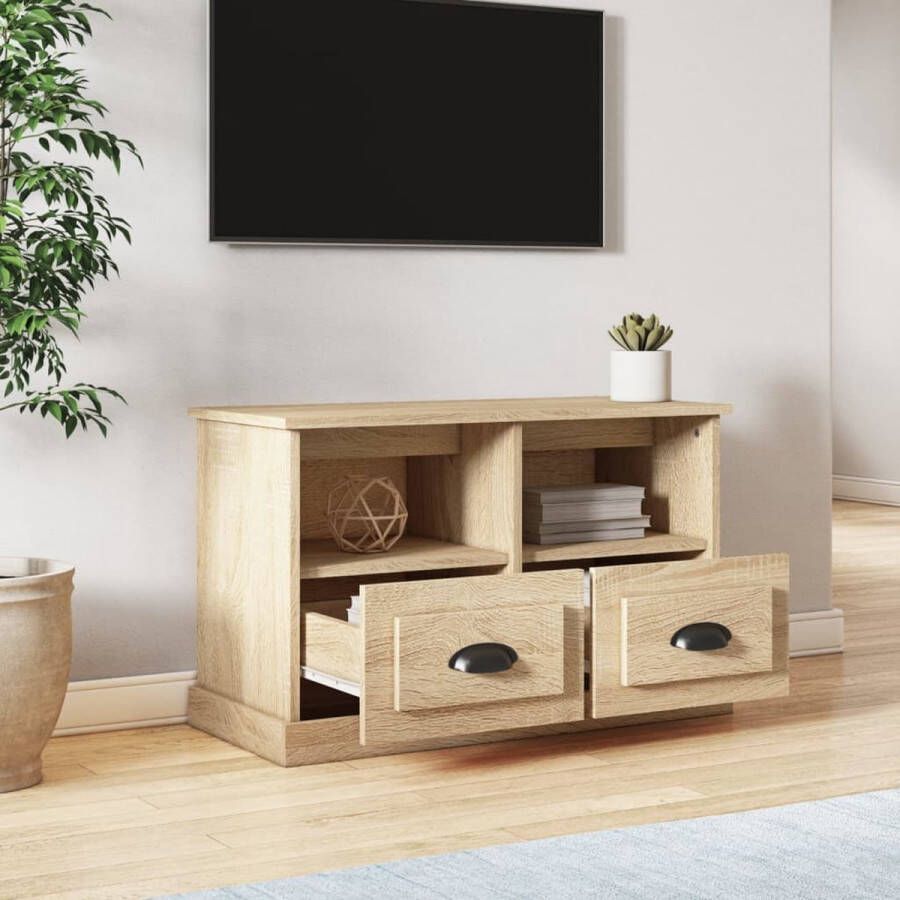 The Living Store Tv-meubel 80x35x50 cm bewerkt hout sonoma eikenkleurig Kast - Foto 2