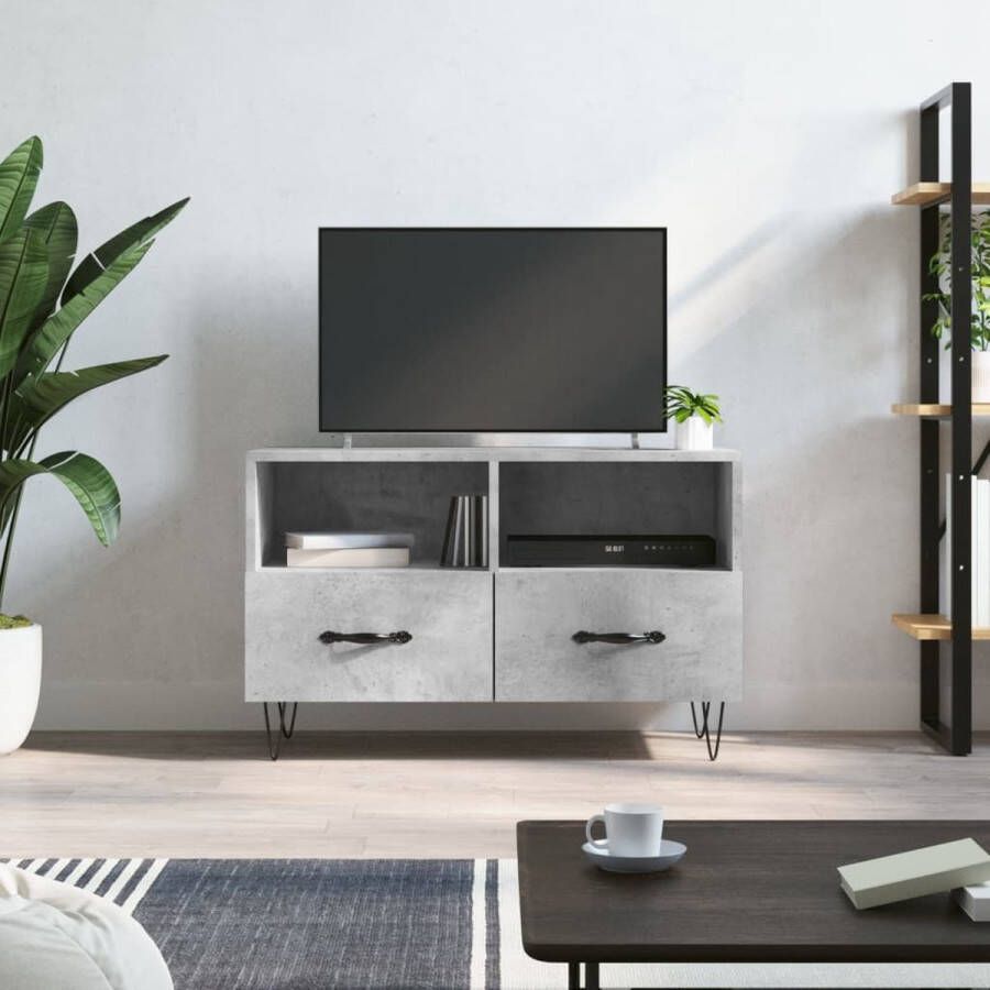 The Living Store Tv-meubel Betongrijs 80 x 36 x 50 cm Stevig materiaal - Foto 2