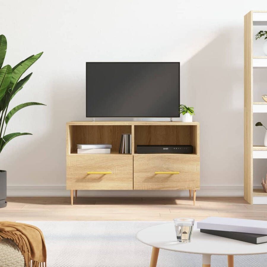 The Living Store TV-meubel Sonoma eiken 80x36x50 cm Opbergruimte en Presenteerfunctie - Foto 2