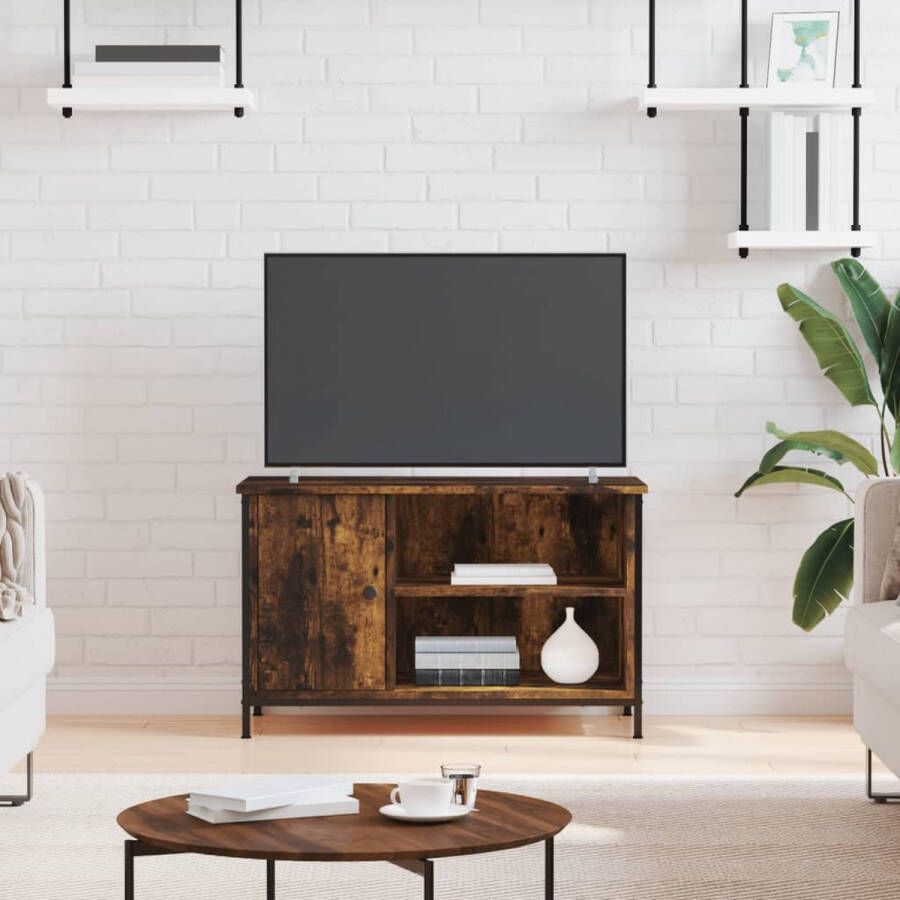 The Living Store Tv-meubel 80x40x50 cm bewerkt hout gerookt eikenkleurig Kast - Foto 2