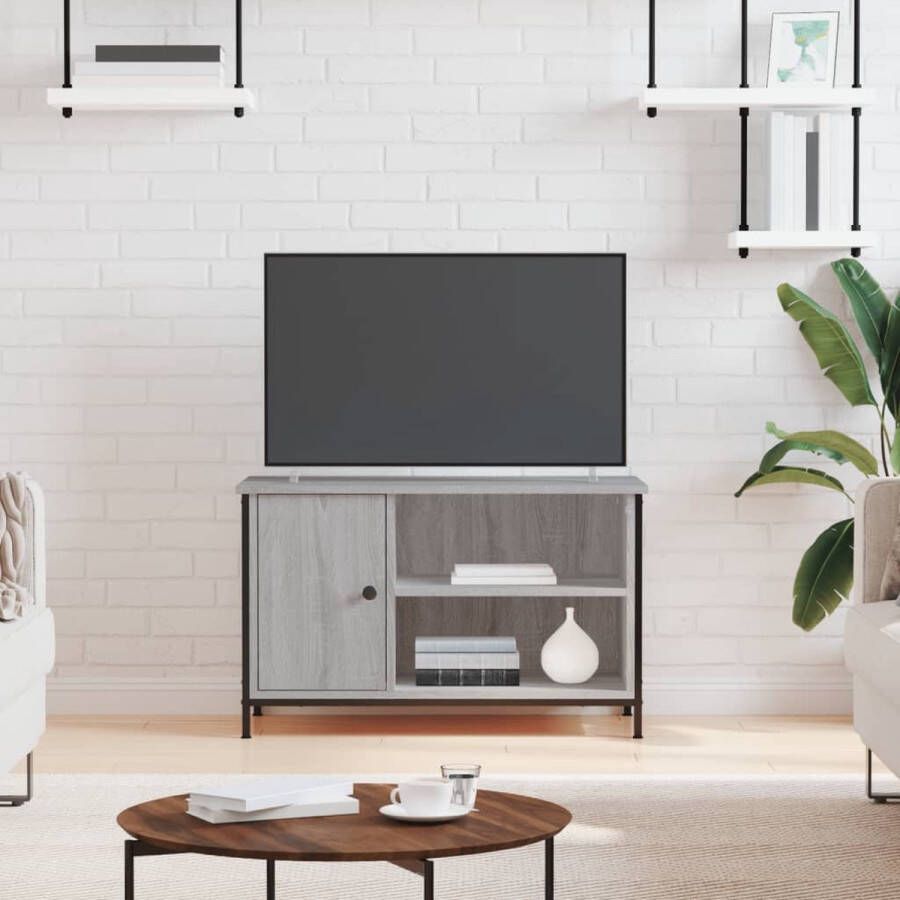 The Living Store Tv-meubel 80x40x50 cm bewerkt hout grijs sonoma eikenkleurig Kast - Foto 2