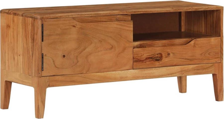 The Living Store Houten TV-meubel Massief Acaciahout 88 x 30 x 40 cm Gepolijst Geverfd en Gelakt - Foto 2