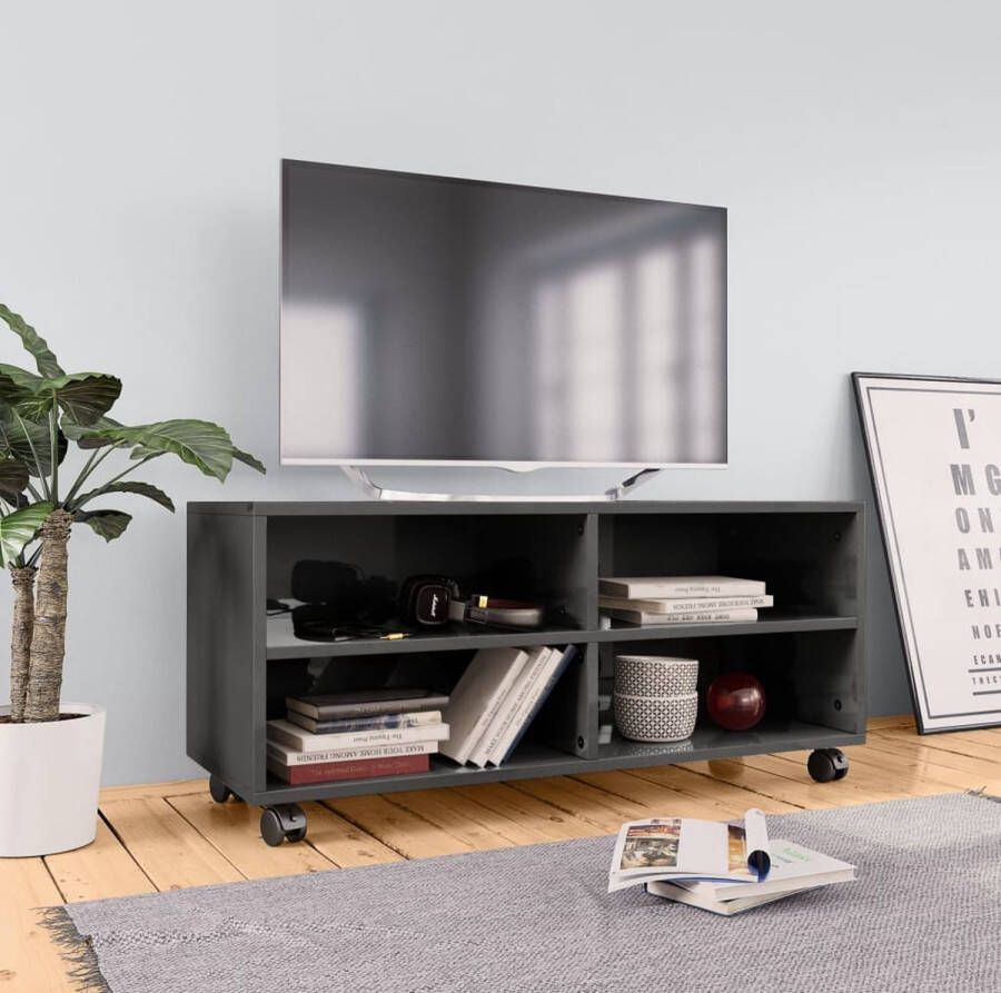 The Living Store TV-meubel 90x35x35 cm Hoogglans grijs