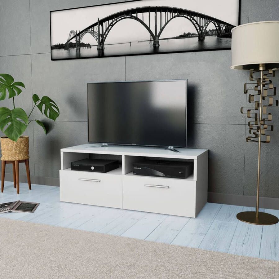 The Living Store Tv-meubel 95x35x36 cm spaanplaat wit Kast - Foto 2