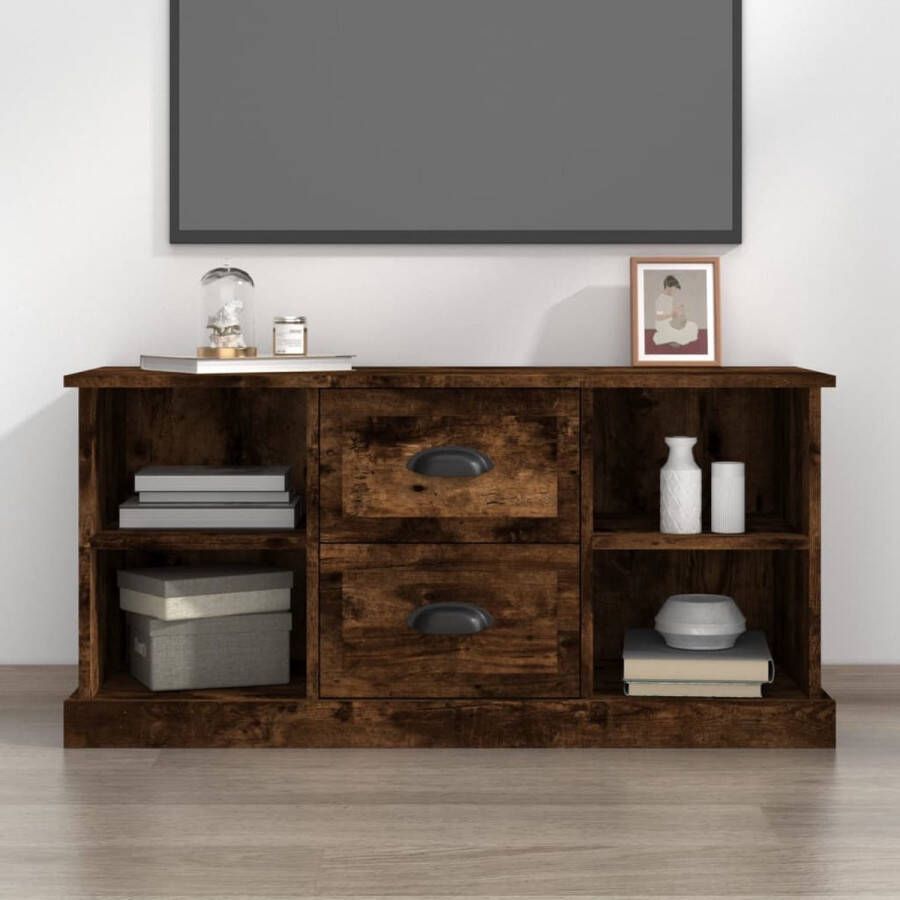 The Living Store TV-meubel 99.5 x 35.5 x 48 cm Gerookt eiken - Foto 2