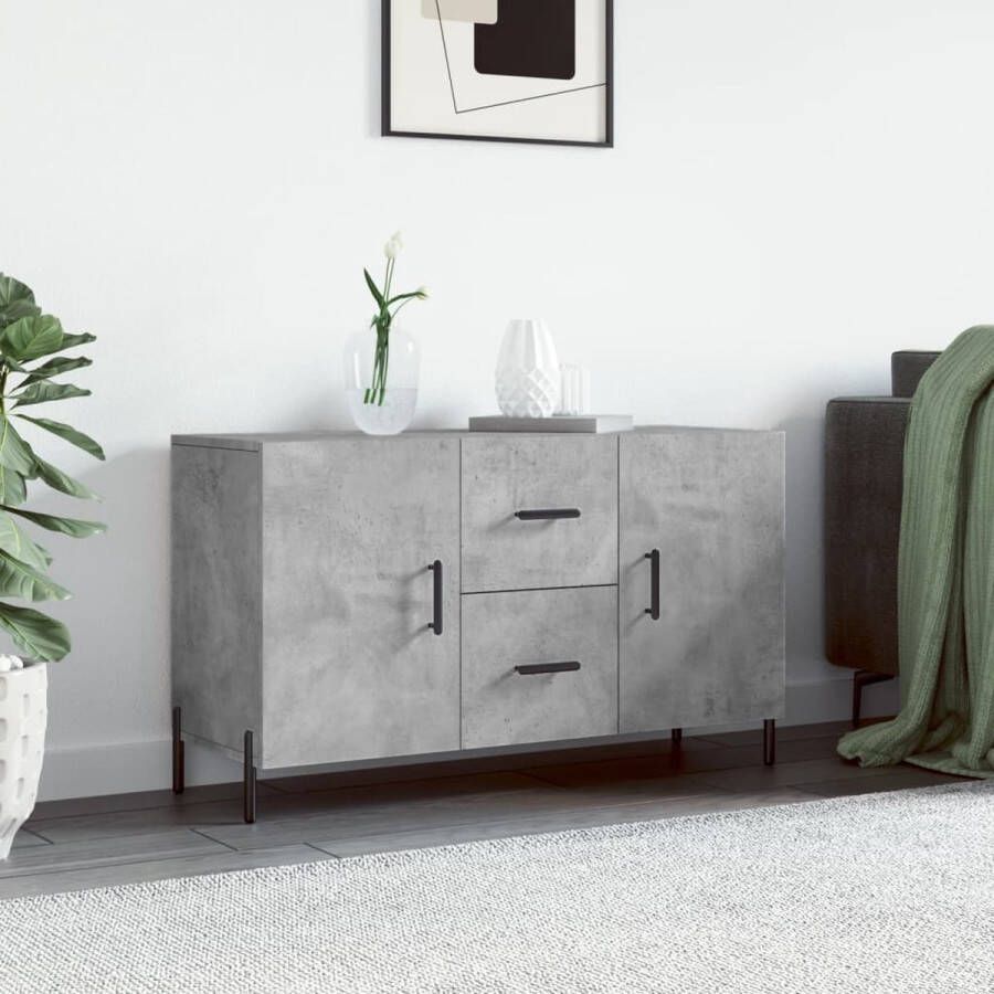 The Living Store TV-meubel betongrijs 100 x 36 x 60 cm duurzaam hout metalen poten - Foto 1