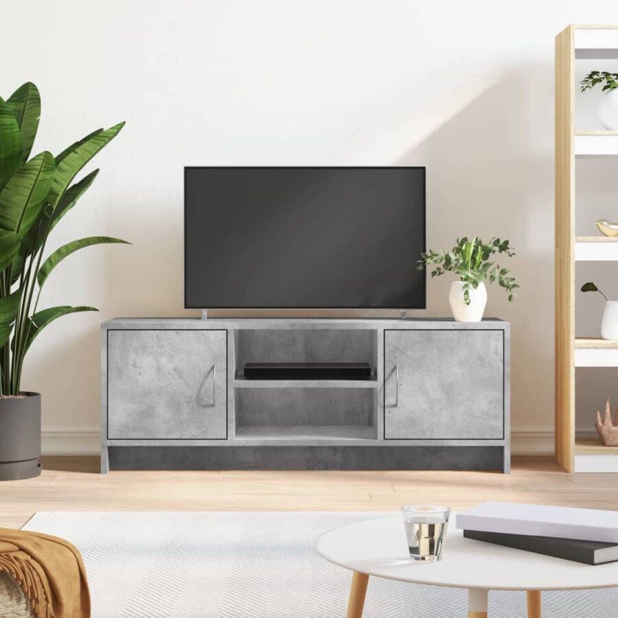 The Living Store TV-meubel betongrijs 102 x 30 x 37.5 cm opbergruimte praktische deuren - Foto 2