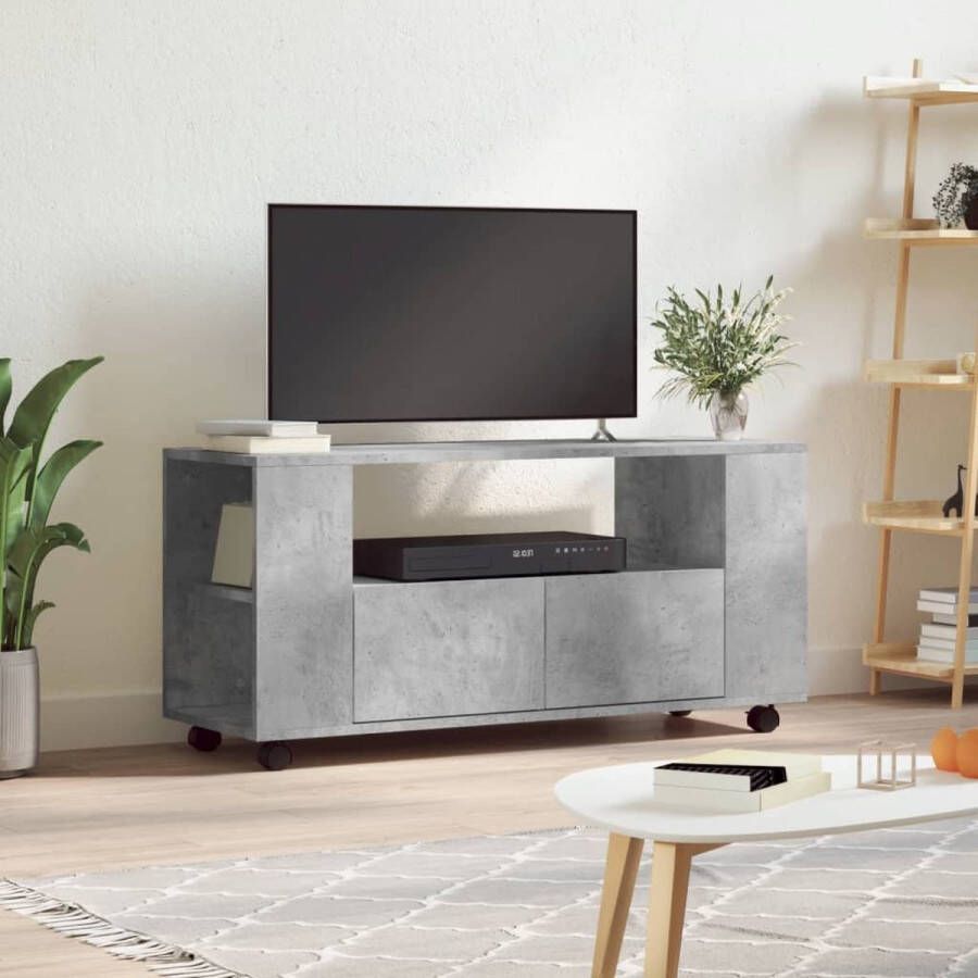 VidaXL Tv-meubel 102x34 5x43 cm Bewerkt hout Grijs Tv Kast Tv Meubels Houten Tv Kast Grijs Tv Kast Beton Grijze Tv Kast Media Kast Salontafel Living Room Furniture Woonkamer Meubelen - Foto 2