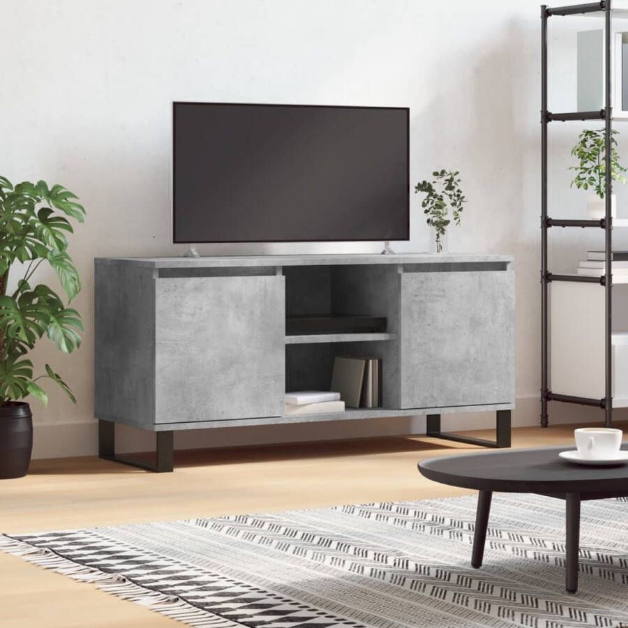 The Living Store TV-meubel Betongrijs 104 x 35 x 50 cm Opbergruimte Stabiel tafelblad - Foto 2