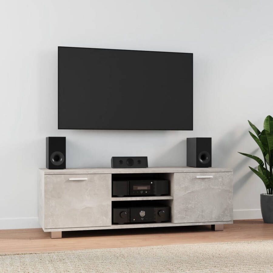 The Living Store TV-Meubel Betongrijs 120 x 40.5 x 35 cm Duurzaam hout 4 vakken Tv Kast Tv Meubilair Houten Tv Stand Beton Grijs Modern Tv Meubel - Foto 3