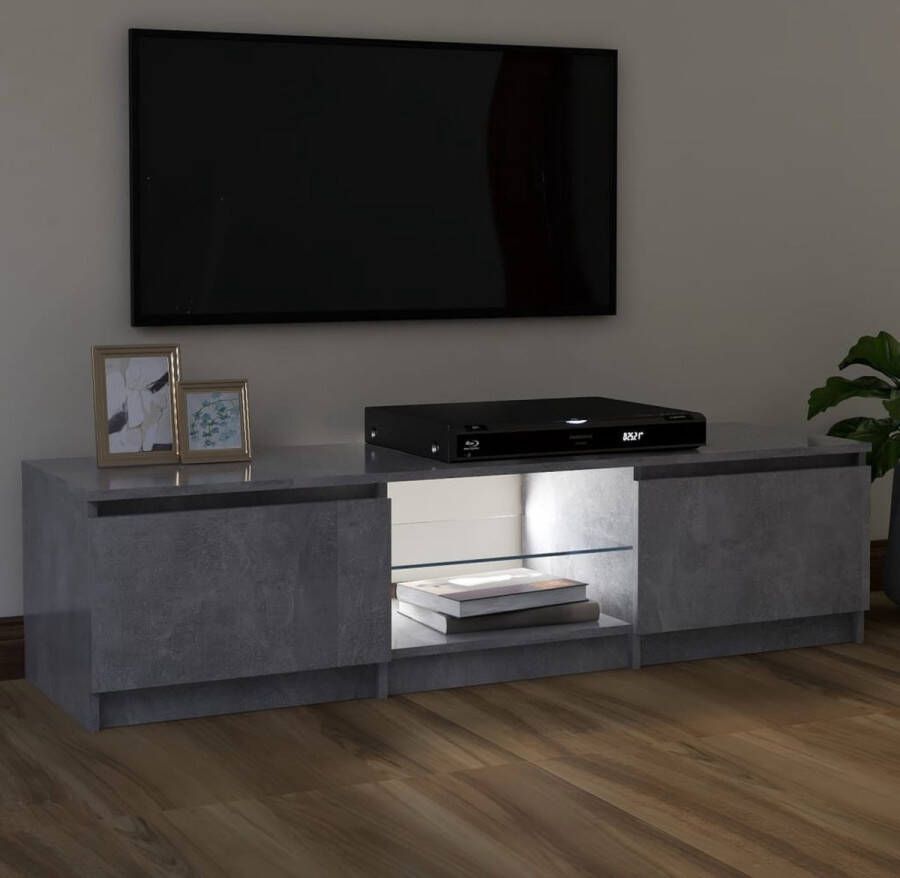 The Living Store Tv-meubel met LED-verlichting 120x30x35-5 cm betongrijs Kast