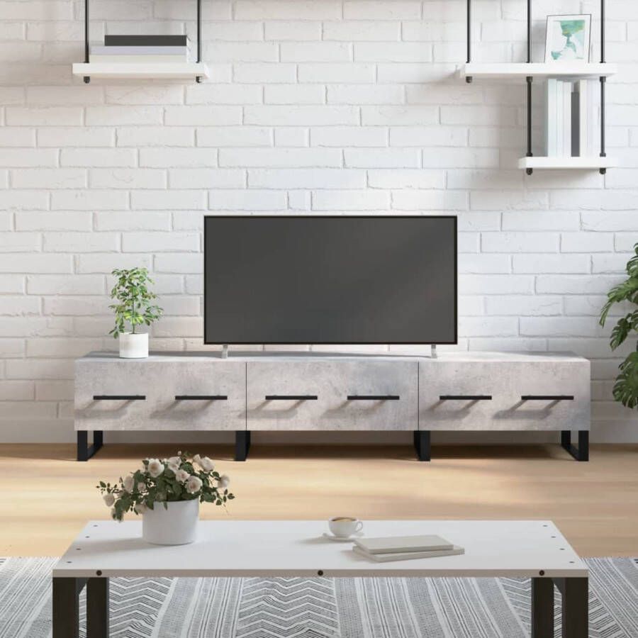 The Living Store TV-meubel Betongrijs 150 x 36 x 30 cm Stijlvol design en ruime opbergruimte - Foto 2