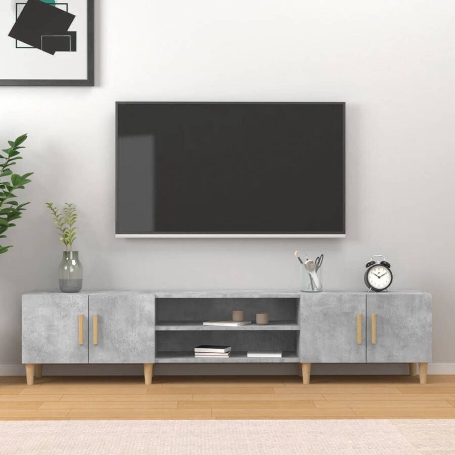 The Living Store TV-Meubel Betongrijs 180 x 31.5 x 40 cm Trendy Duurzaam en Met Voldoende Opbergruimte - Foto 2