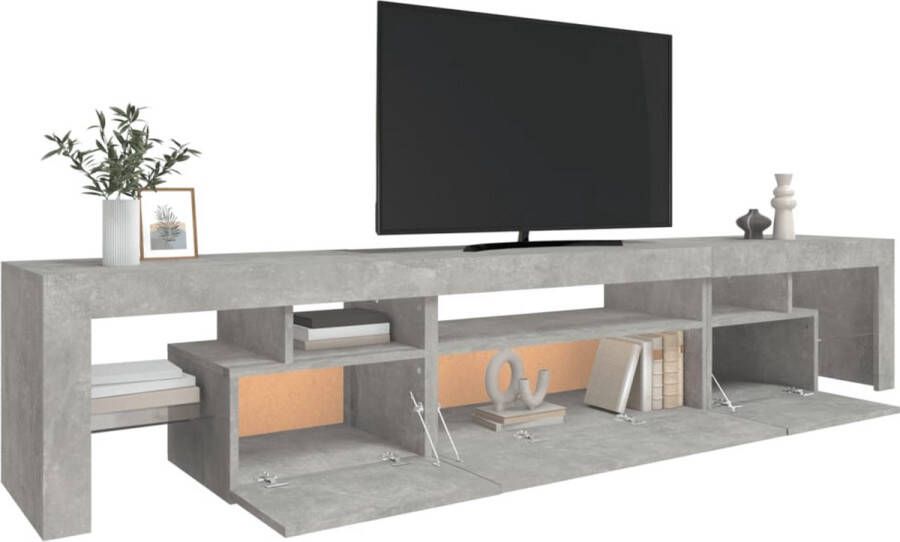 The Living Store TV-meubel Betongrijs 215x36.5x40 cm LED-verlichting - Foto 2