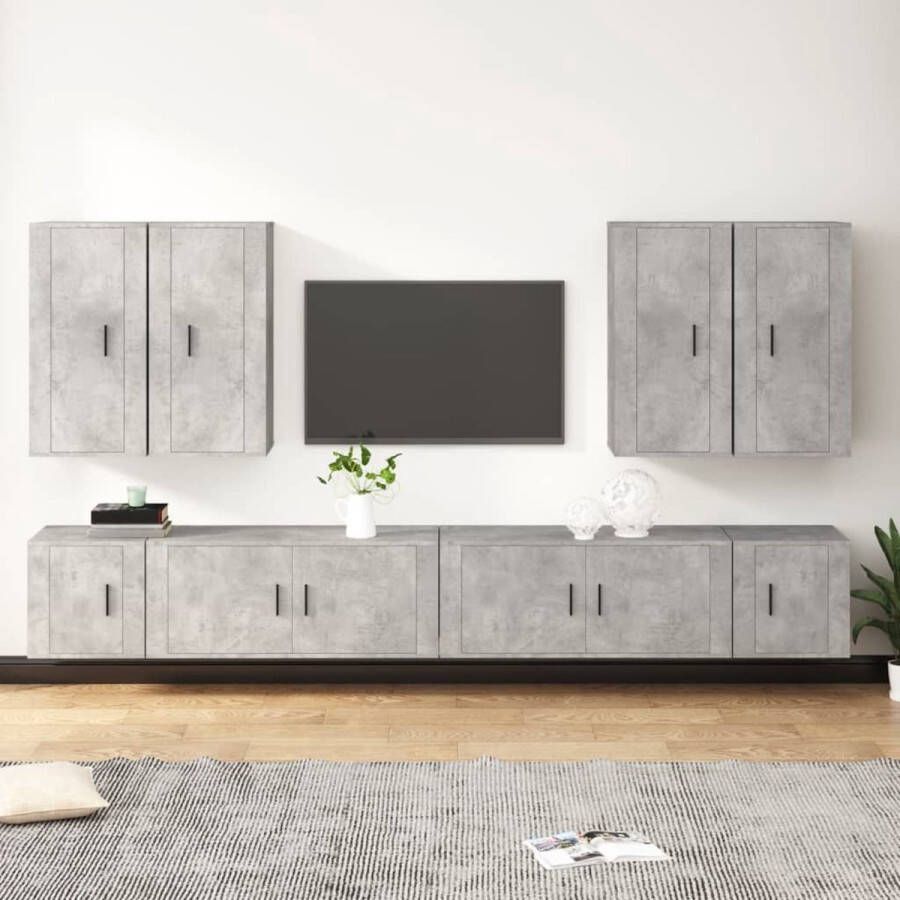 The Living Store TV-meubel Betongrijs 2x 100 x 34.5 x 40 cm 2x 40 x 34.5 x 40 cm 4x 40 x 34.5 x 80 cm - Foto 2