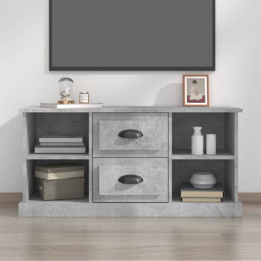 The Living Store TV-meubel Betongrijs 99.5 x 35.5 x 48 cm Trendy en praktisch ontwerp - Foto 2