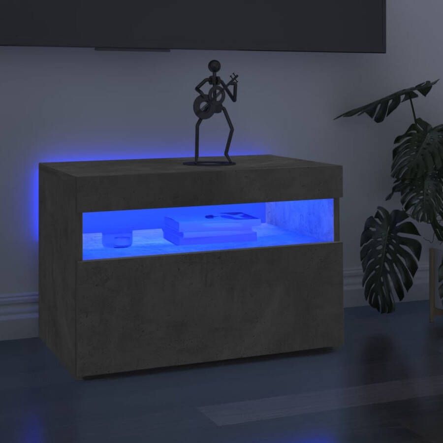 The Living Store TV-meubel Hifi-kasten 60x35x40 cm betongrijs met RGB LED-verlichting - Foto 2