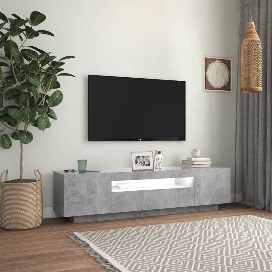 The Living Store TV-meubel Betongrijs LED-verlichting 160 x 35 x 40 cm RGB LED Montage vereist - Foto 2