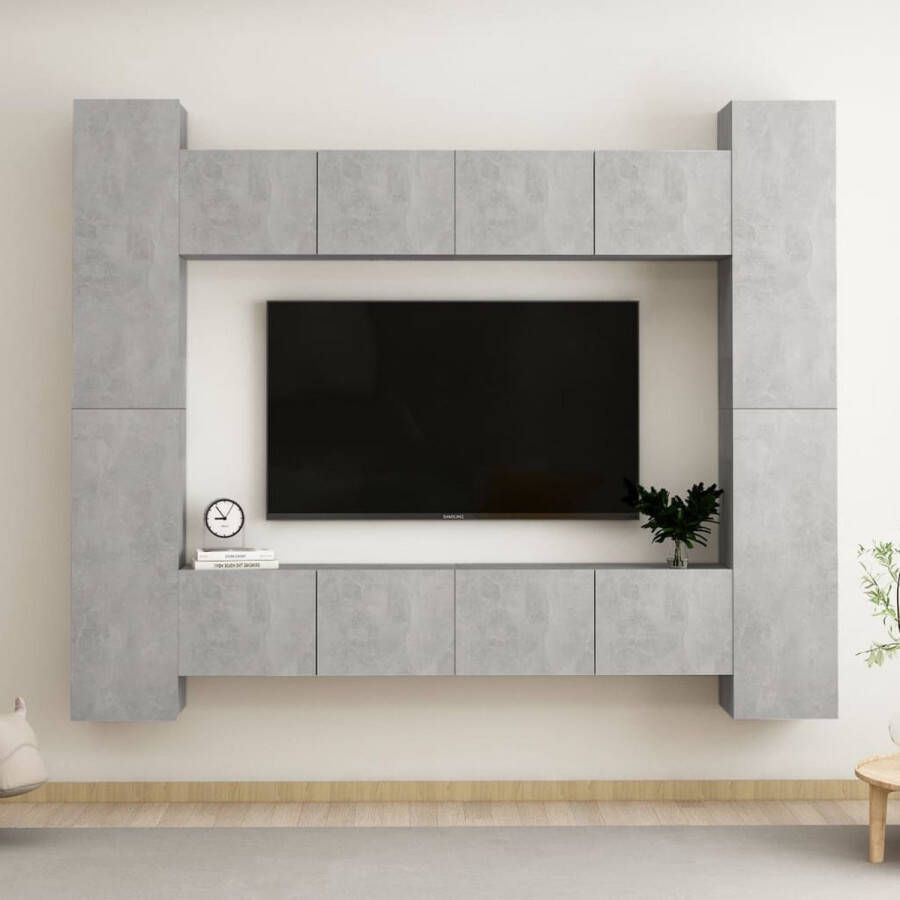 The Living Store TV-meubel Betongrijs Stereokast Wandmontage 80 x 30 x 30 cm (L) 30.5 x 30 x 90 cm (M) - Foto 2