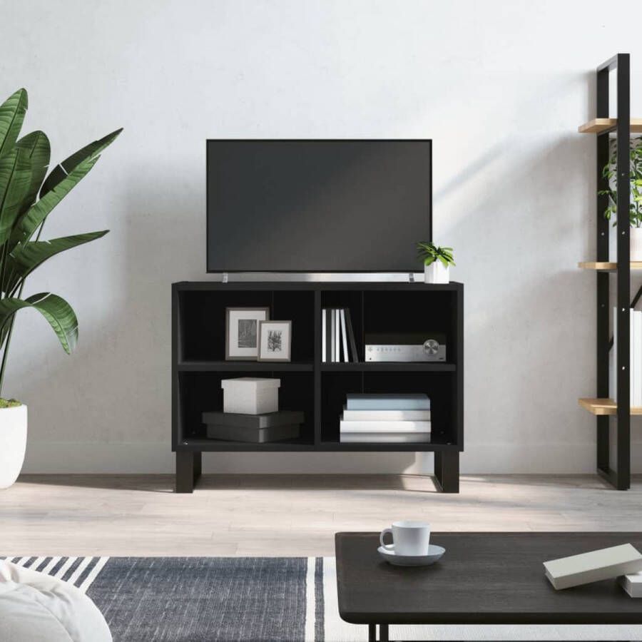 The Living Store TV-meubel bewerkt hout 69.5 x 30 x 50 cm zwart - Foto 2
