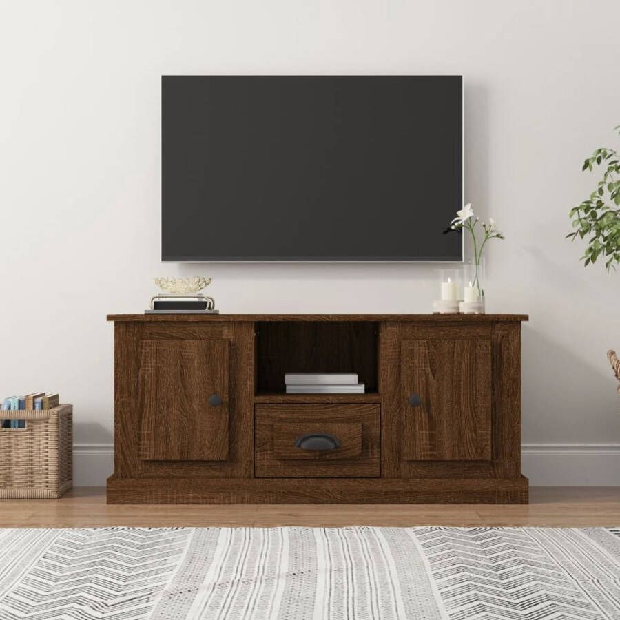 The Living Store TV-meubel Bruineiken 100 x 35.5 x 45 cm Duurzaam materiaal - Foto 2