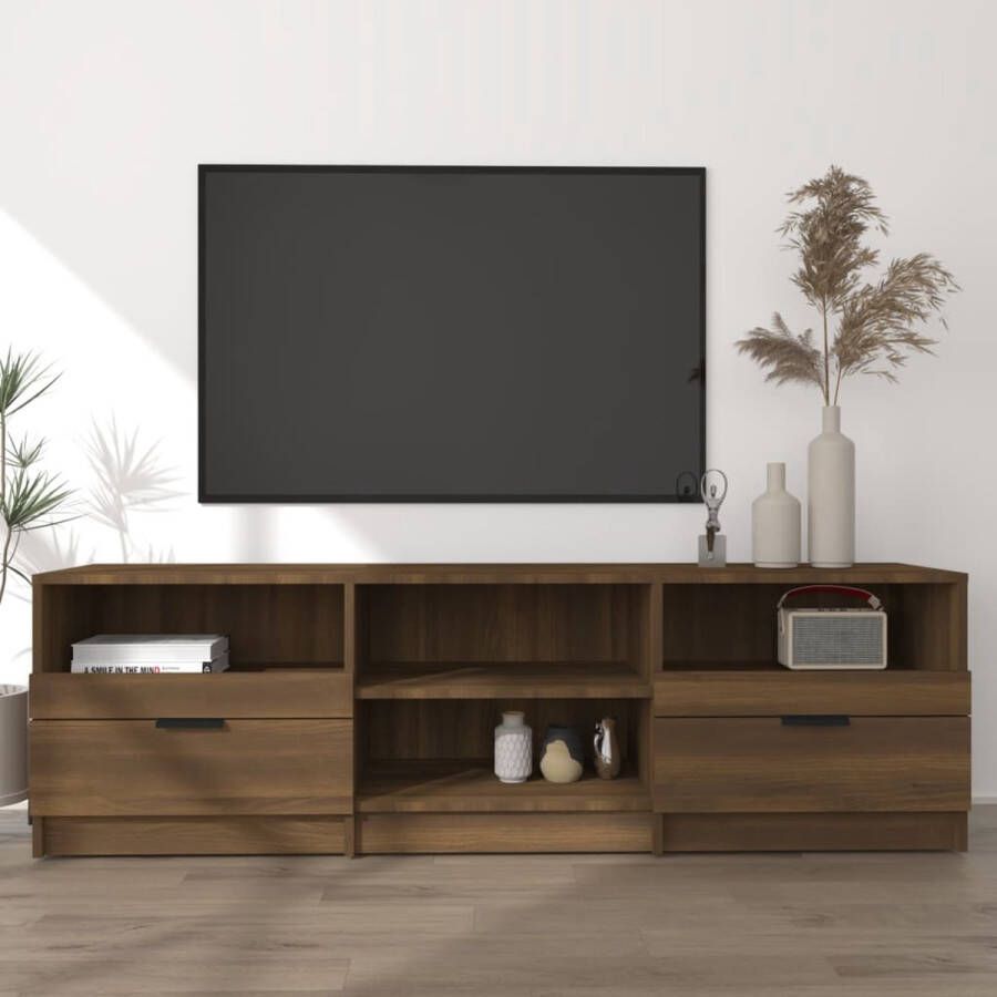 The Living Store Tv-meubel Bruineiken 150 x 33.5 x 45 cm Praktisch materiaal en voldoende opbergruimte - Foto 2