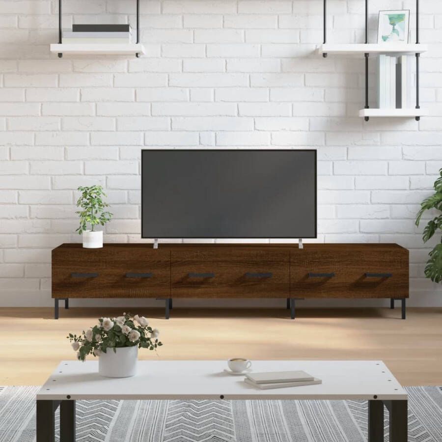 The Living Store TV-meubel Bruineiken 150 x 36 x 30 cm Bewerkt hout en ijzer - Foto 2