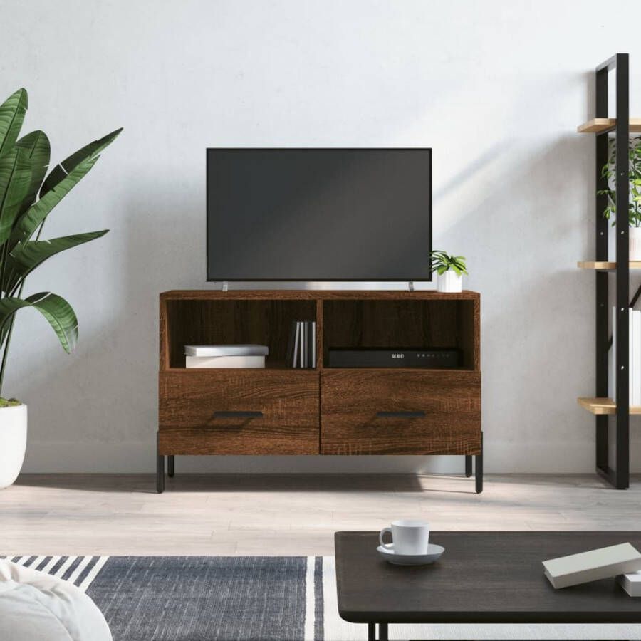 The Living Store TV-meubel Bruineiken 80 x 36 x 50 cm Bewerkt hout - Foto 2
