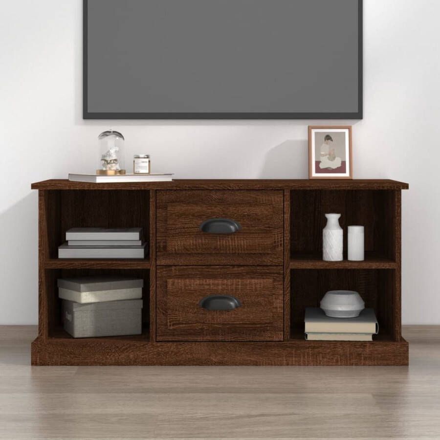 The Living Store TV-meubel Bruineiken 99.5 x 35.5 x 48 cm Trendy en praktisch design Duurzaam bewerkt hout Voldoende opbergruimte Stevig oppervlak - Foto 2