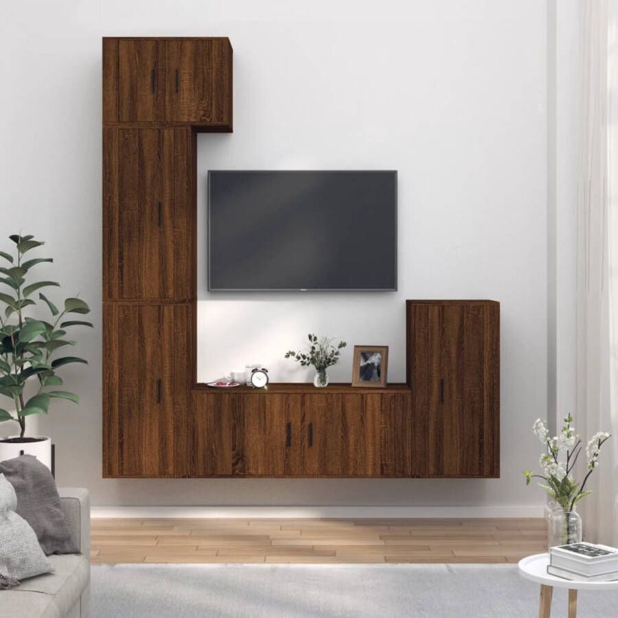 The Living Store TV-meubel bruineiken Classic s Wandgemonteerd 57x34.5x40cm 40x34.5x80cm 100x34.5x40cm - Foto 2