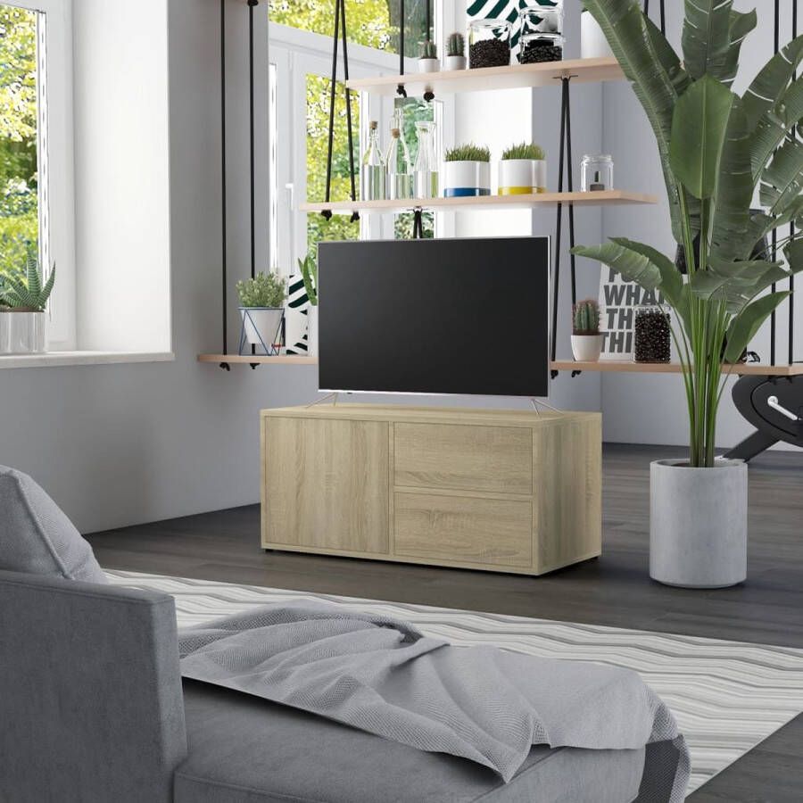 The Living Store TV-meubel Classic 80 x 34 x 36 cm Sonoma eiken spaanplaat - Foto 2