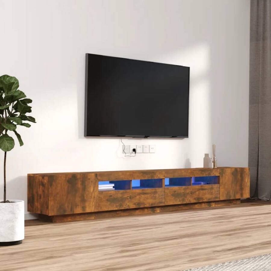The Living Store TV-meubel Elegante Serie LED-verlichting Gerookt eiken 100 80x35x40cm Opbergruimte - Foto 2