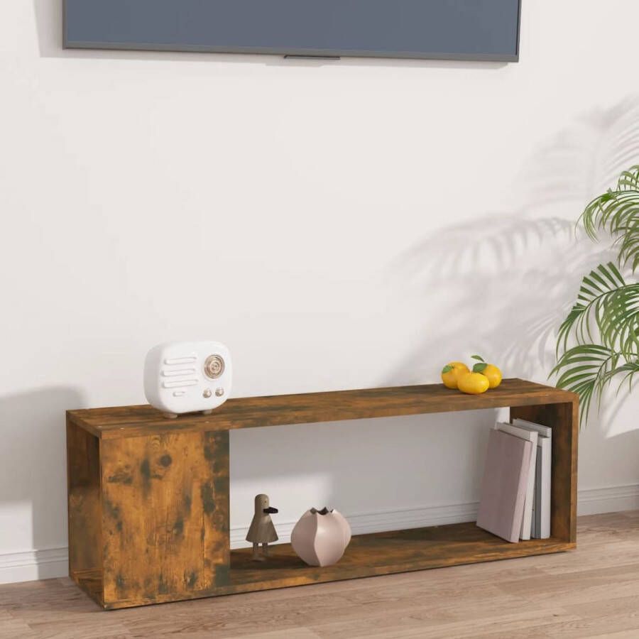 The Living Store tv-meubel gerookt eiken afmetingen- 100 x 24 x 32 cm praktisch materiaal - Foto 2
