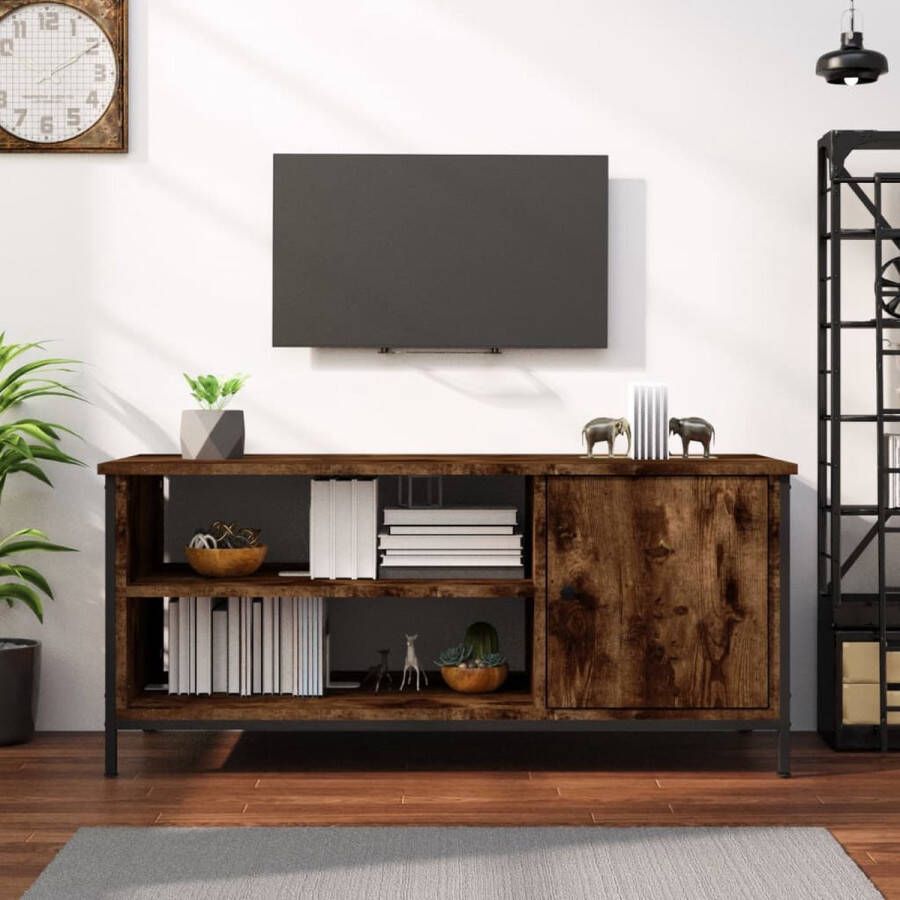 The Living Store TV-meubel Gerookt eiken 100 x 40 x 45 cm Duurzaam hout Praktisch design - Foto 2