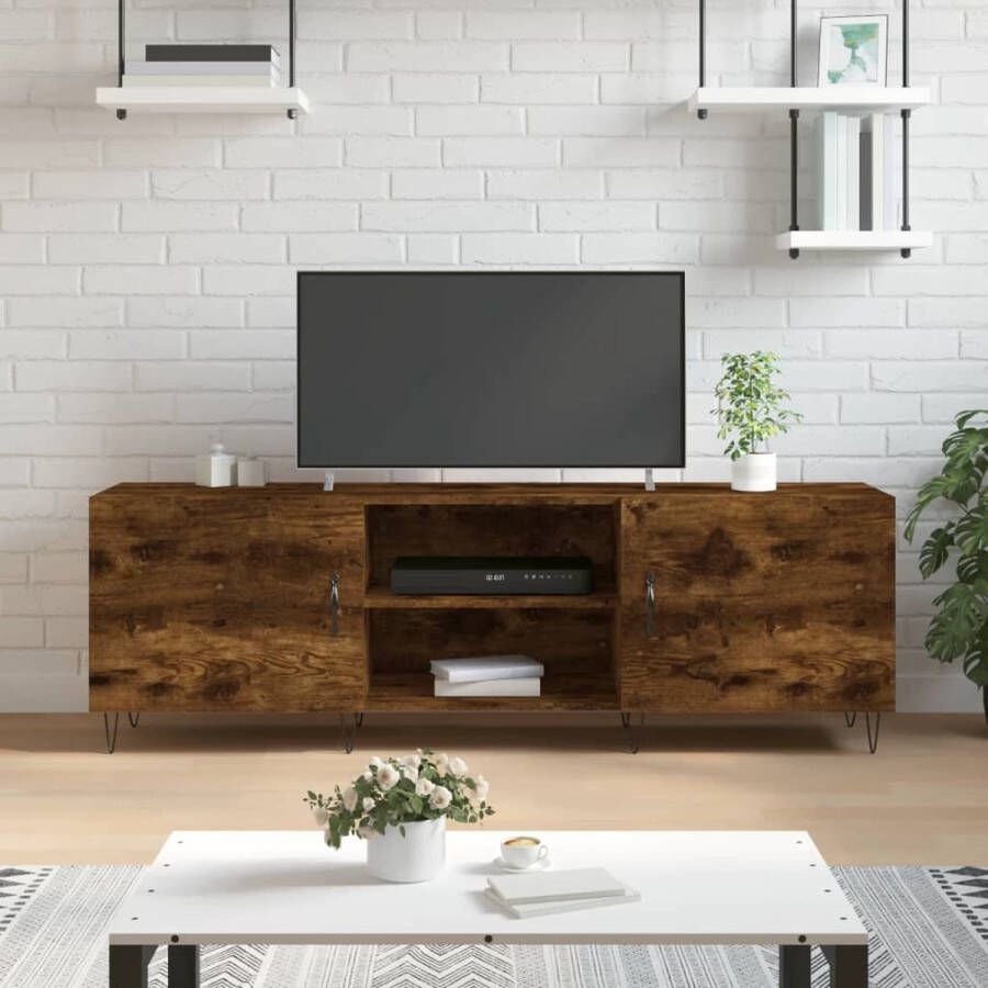 The Living Store TV-meubel Gerookt Eiken 150 x 30 x 50 cm Stevig en praktisch - Foto 2
