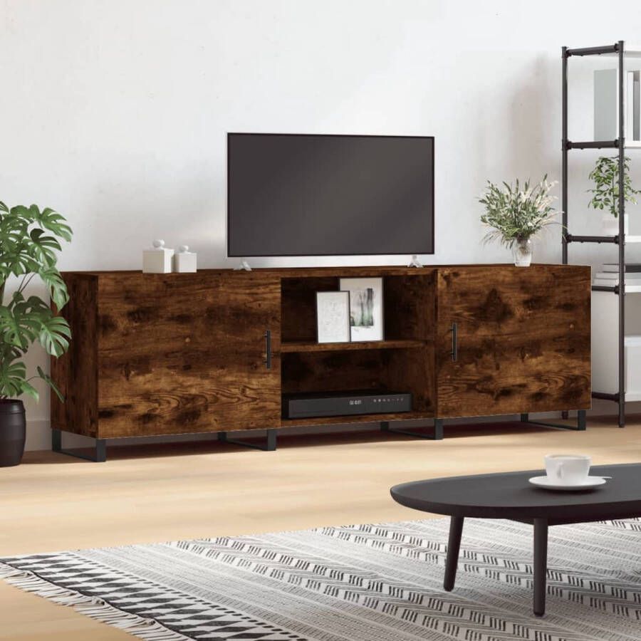 The Living Store Tv-meubel Gerookt Eiken 150 x 30 x 50 cm Voldoende opbergruimte - Foto 2
