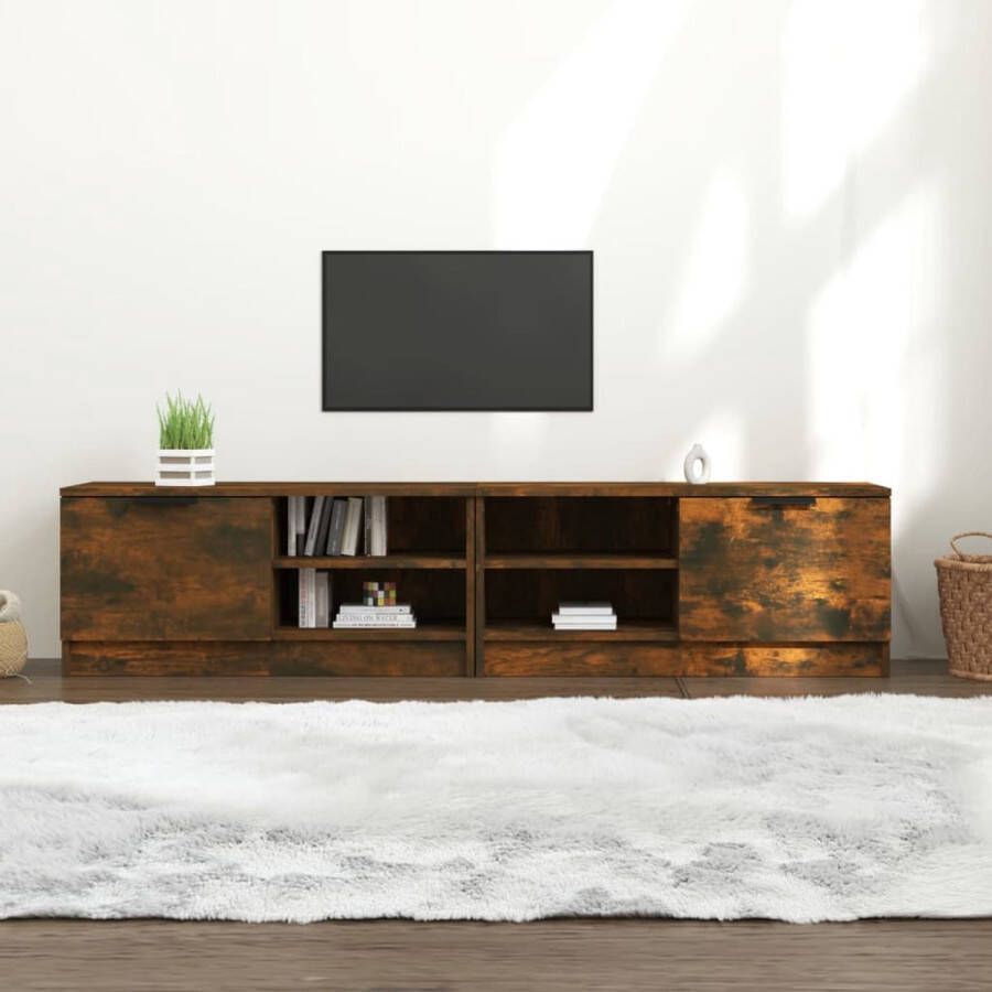 The Living Store Tv-meubel Gerookt eiken 80 x 35 x 36.5 cm Praktisch materiaal - Foto 2