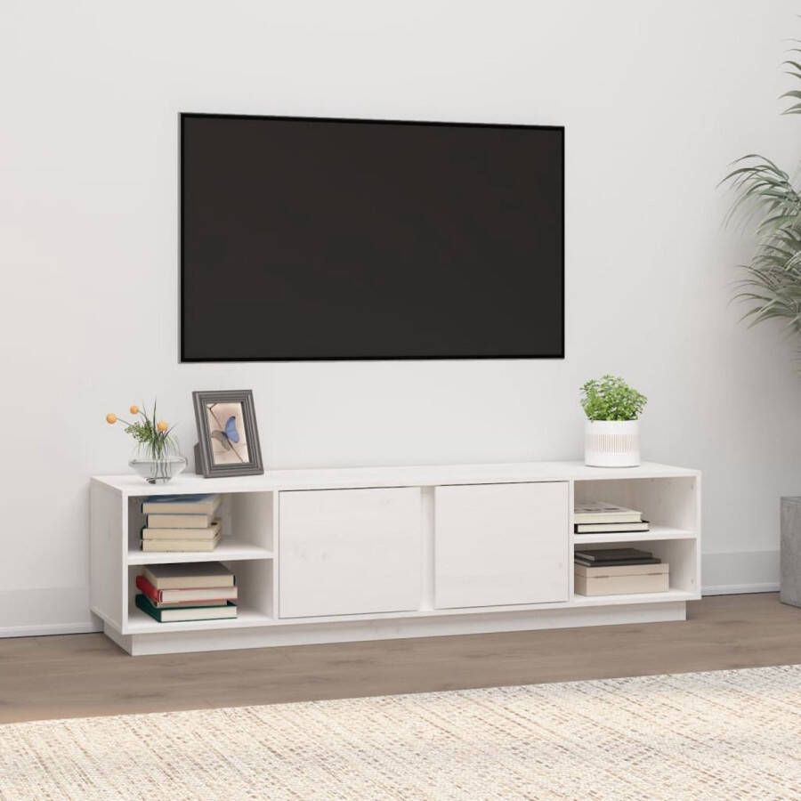 The Living Store vidaXL Tv-meubel 156x40x40 cm massief grenenhout wit Tv Kast Tv Meubels Houten Tv Kast Grenenhout Tv Kast Wit Tv Kast - Foto 2