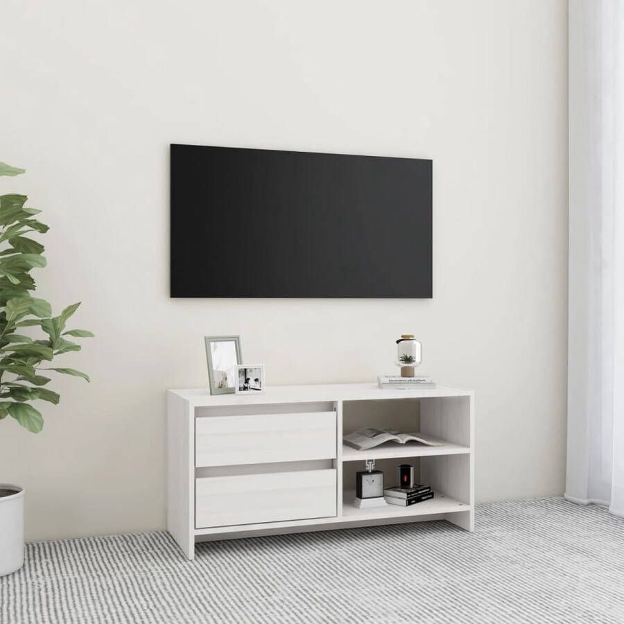 The Living Store TV-meubel Grenenhout 80 x 31 x 39 cm Wit - Foto 2