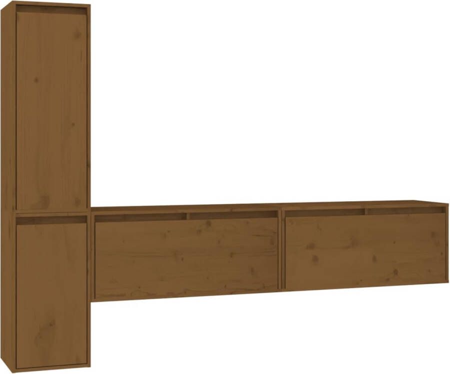 The Living Store TV-meubel Grenenhout Klassiek design Massief materiaal Honingbruin Montage vereist