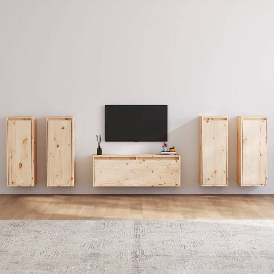 The Living Store TV-meubel Grenenhout Montage vereist 100 x 30 x 35 cm 4 x 30 x 30 x 80 cm - Foto 2