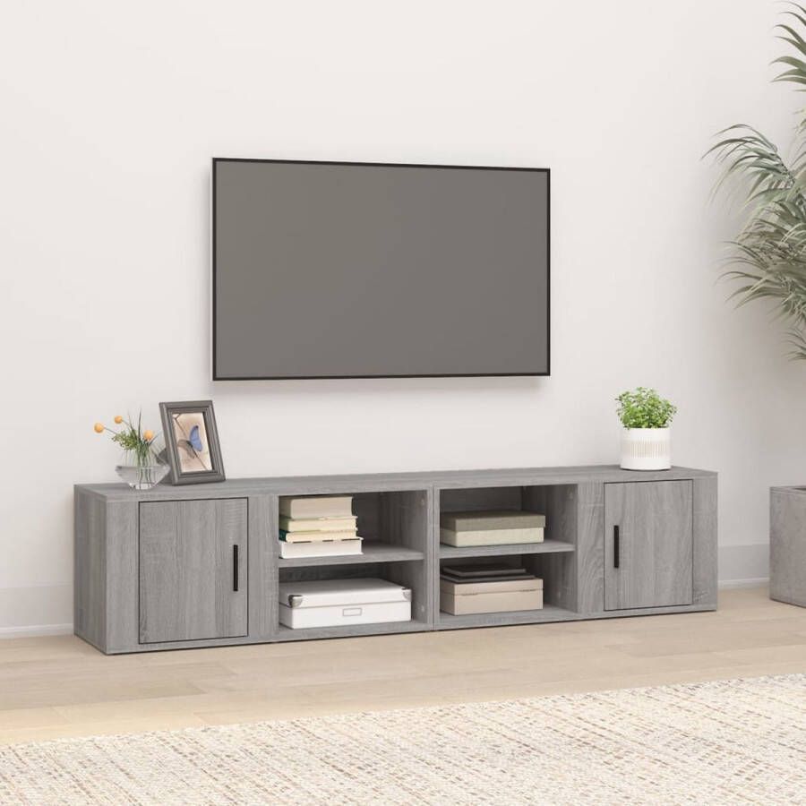The Living Store TV-meubel Grijs Sonoma eiken 80 x 31.5 x 36 cm Stevig materiaal - Foto 3