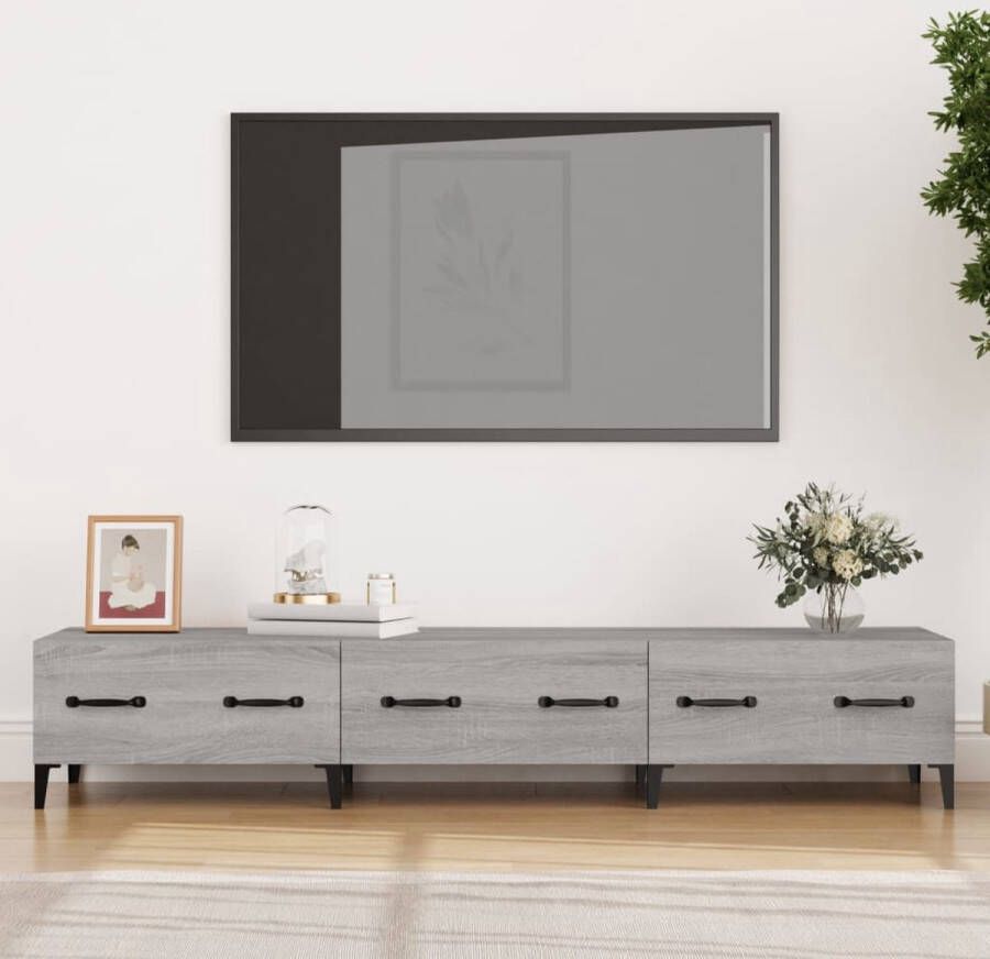 The Living Store TV-meubel Grijs Sonoma Eiken Media-kast met stevig materiaal Voldoende opbergruimte 150 x 34.5 x 30 cm - Foto 2