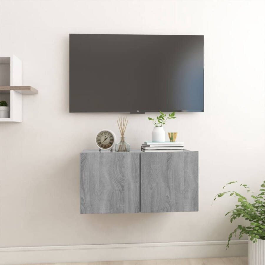 The Living Store TV-meubel Hangend 60x30x30cm Grijs Sonoma Eiken - Foto 2